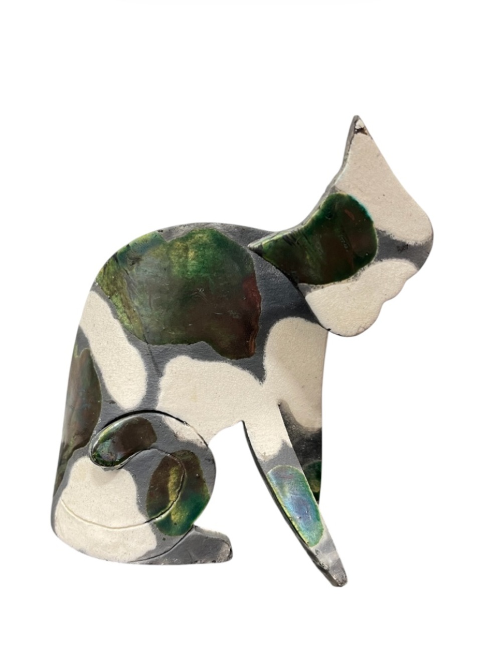 MCM Style Ceramic Pottery Cat Accent Figurine - Signed